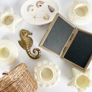 Vintage Coastal Cowgirl 9 Piece Eclectic Bundle House Wear Set Brass Shell Woven